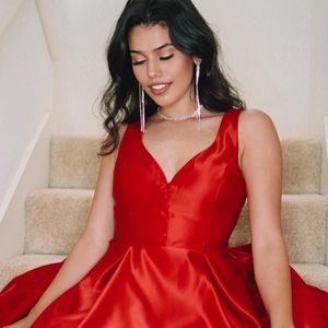 Beautiful red satin windsor prom dress